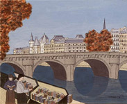 miniature de Bouquinistes du Pont Neuf. Tableau de Granick